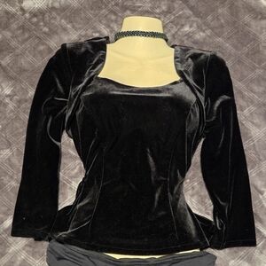 Elegant Black Velour Women's Blouse